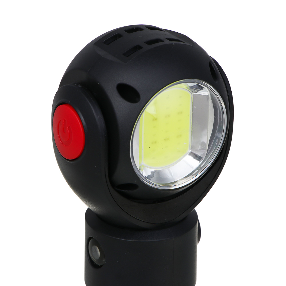 ЕРМАК Фонарь рабочий,T6+COB,7 режимов, алюминий, пластик, съемный аккум.1х18650, 3хAAA,красный свет, арт.№ 225-008