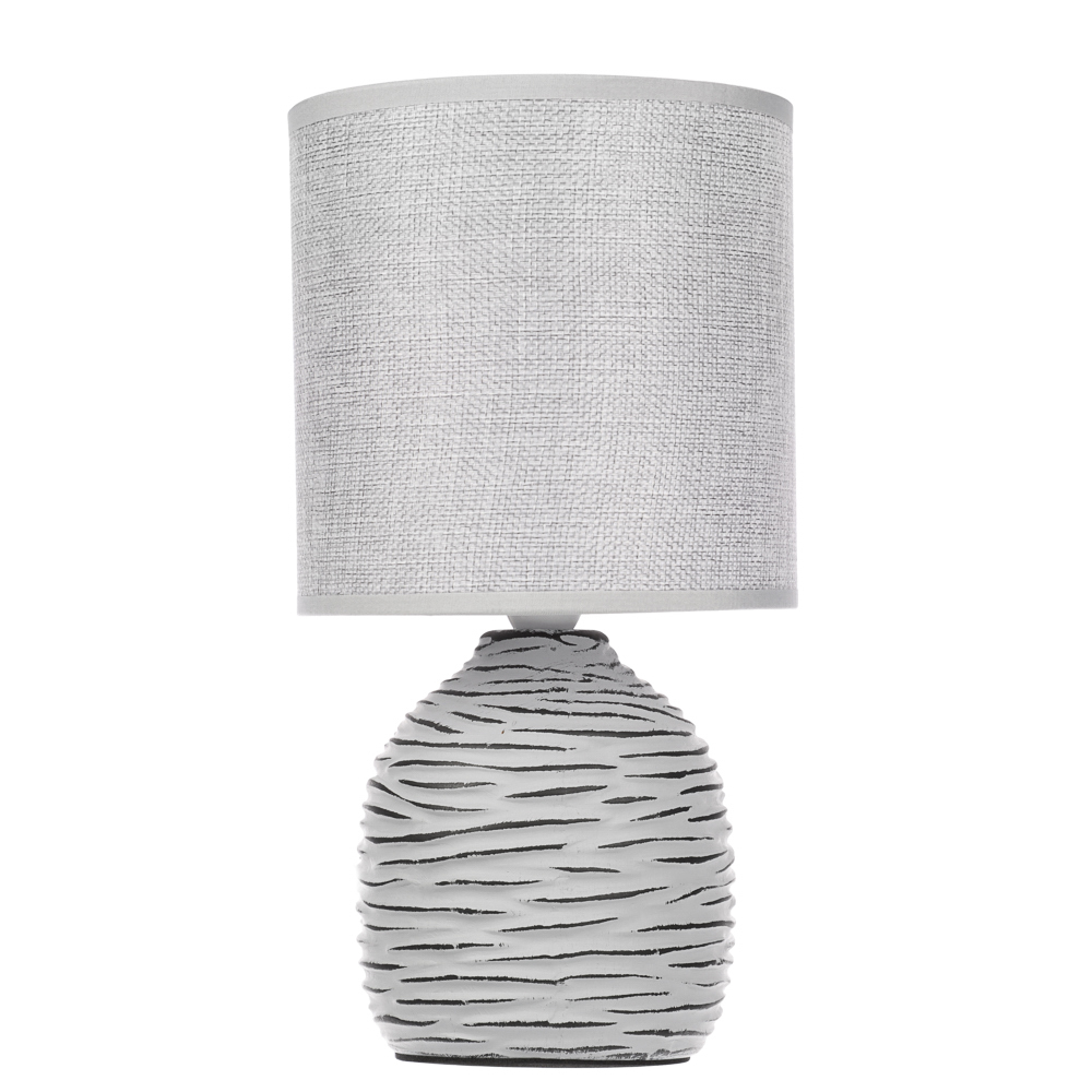 Светильник переносной настольный BY Мадрид, 25 см, Е14, 40 Вт, 230 В, керамика, текстиль, серый, арт.№ 476-440