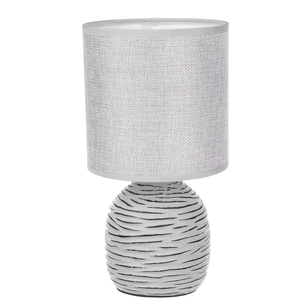 Светильник переносной настольный BY Мадрид, 25 см, Е14, 40 Вт, 230 В, керамика, текстиль, серый, арт.№ 476-440