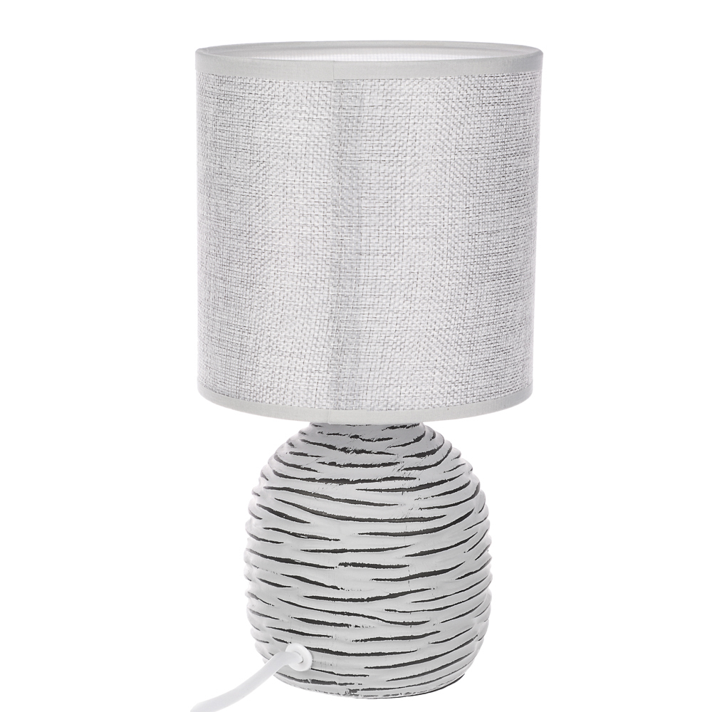 Светильник переносной настольный BY Мадрид, 25 см, Е14, 40 Вт, 230 В, керамика, текстиль, серый, арт.№ 476-440