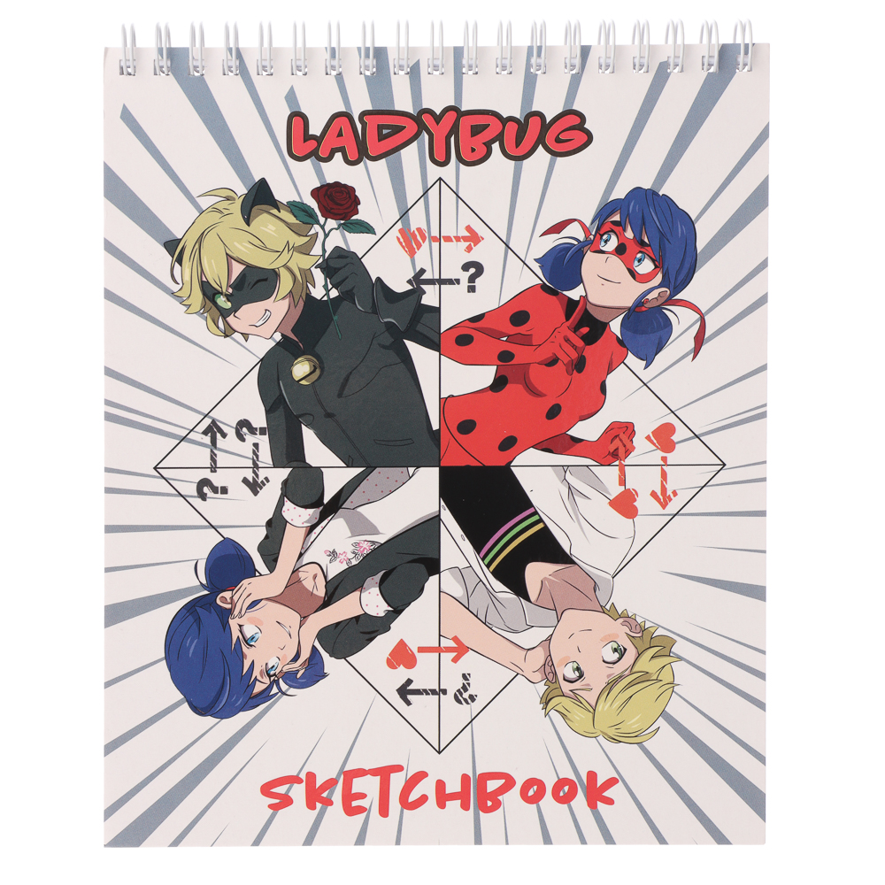 Ледибаг/Супер-Кот Блокнот для зарисовок (скетчбук) 19,5х16,4см, 30л., спираль, тв.подл., "Манга", арт.№ 811-041