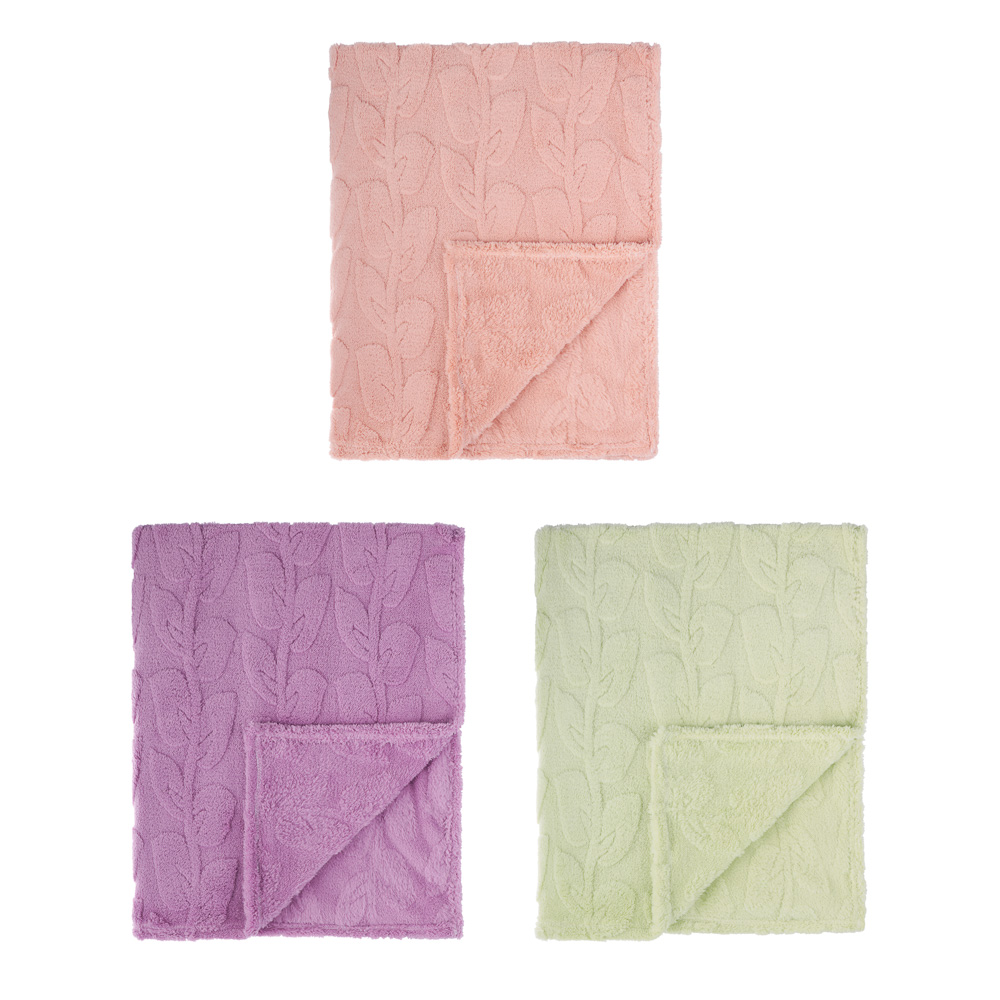 PROVANCE Ботаника Плед с узором 130х170см, 100% полиэстер, 3 цвета, арт.№ 488-168