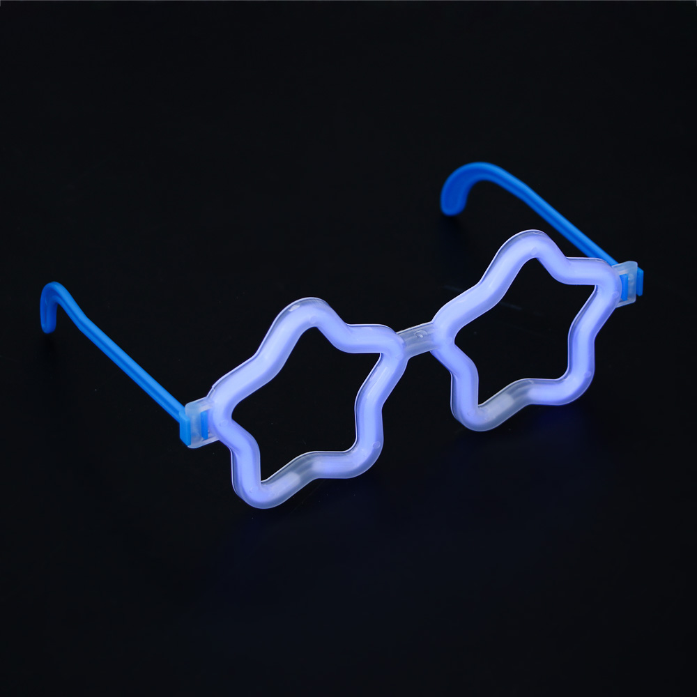 СНОУ БУМ Очки неоновые в виде звездочек, ширина очков 17 см, пластик, 4 цвета, арт.№ 391-307