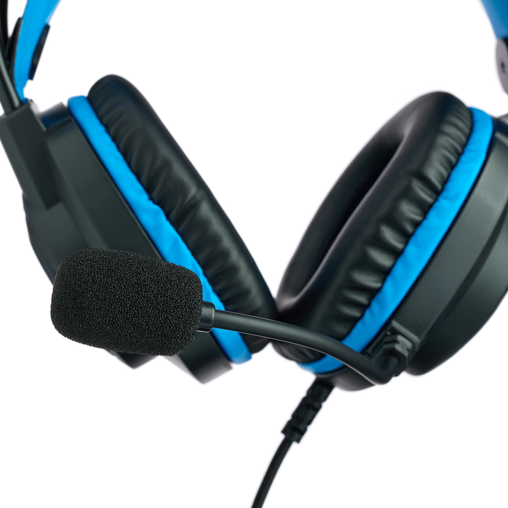 Наушники проводные с микрофоном игровые BY Сabasset 3.5мм 4pin-SPK+MIC 3,2 м, синие, арт.№ 410-081