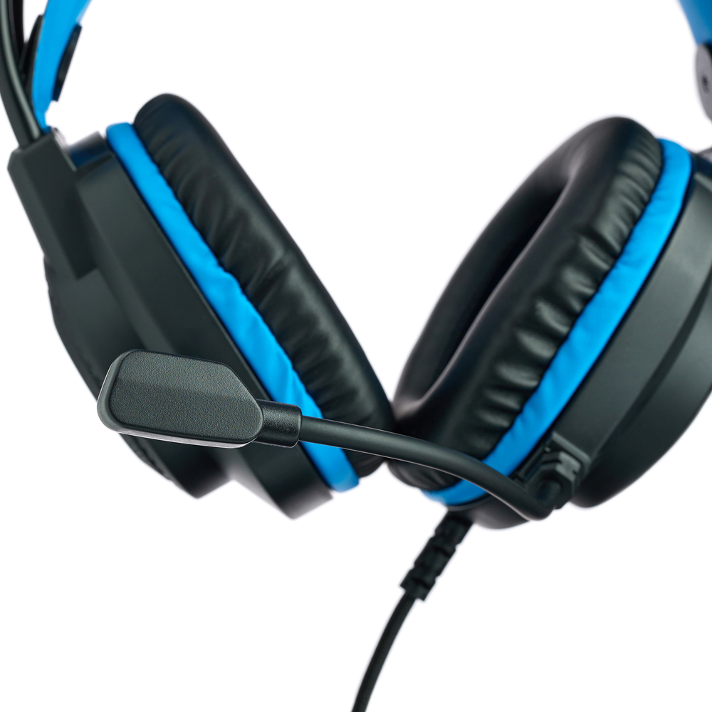 Наушники проводные с микрофоном игровые BY Сabasset 3.5мм 4pin-SPK+MIC 3,2 м, синие, арт.№ 410-081