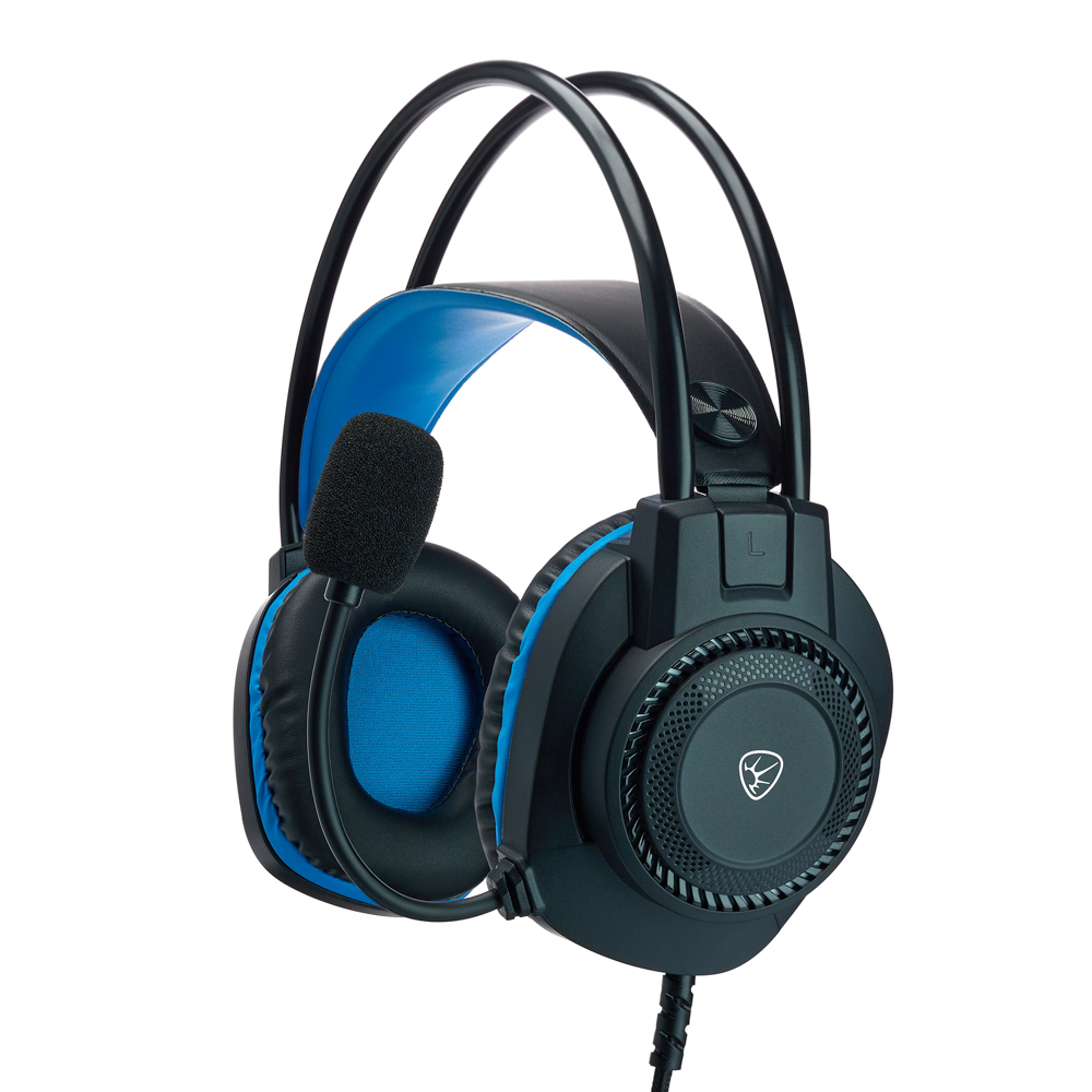 Наушники проводные с микрофоном игровые BY Сabasset 3.5мм 4pin-SPK+MIC 3,2 м, синие, арт.№ 410-081