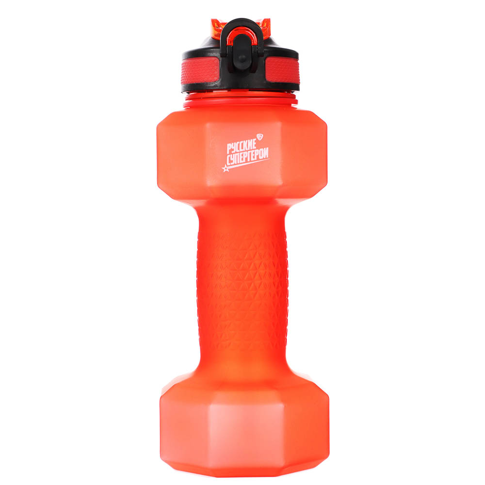 Бутылка спортивная в форме гантели, тм BY Русские Супергерои, 1000мл, 27х10см, пластик PETG, 3 цвета, арт.№ 088-150