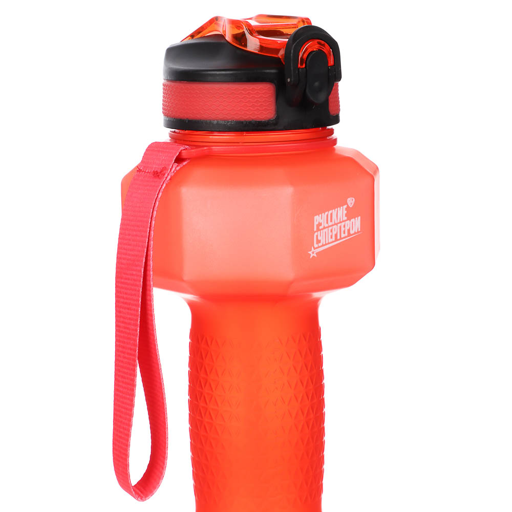 Бутылка спортивная в форме гантели, тм BY Русские Супергерои, 1000мл, 27х10см, пластик PETG, 3 цвета, арт.№ 088-150
