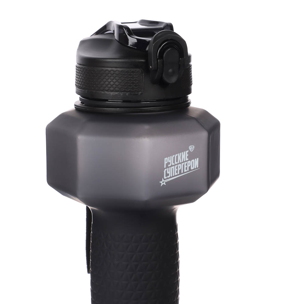 Бутылка спортивная в форме гантели, тм BY Русские Супергерои, 1000мл, 27х10см, пластик PETG, 3 цвета, арт.№ 088-150