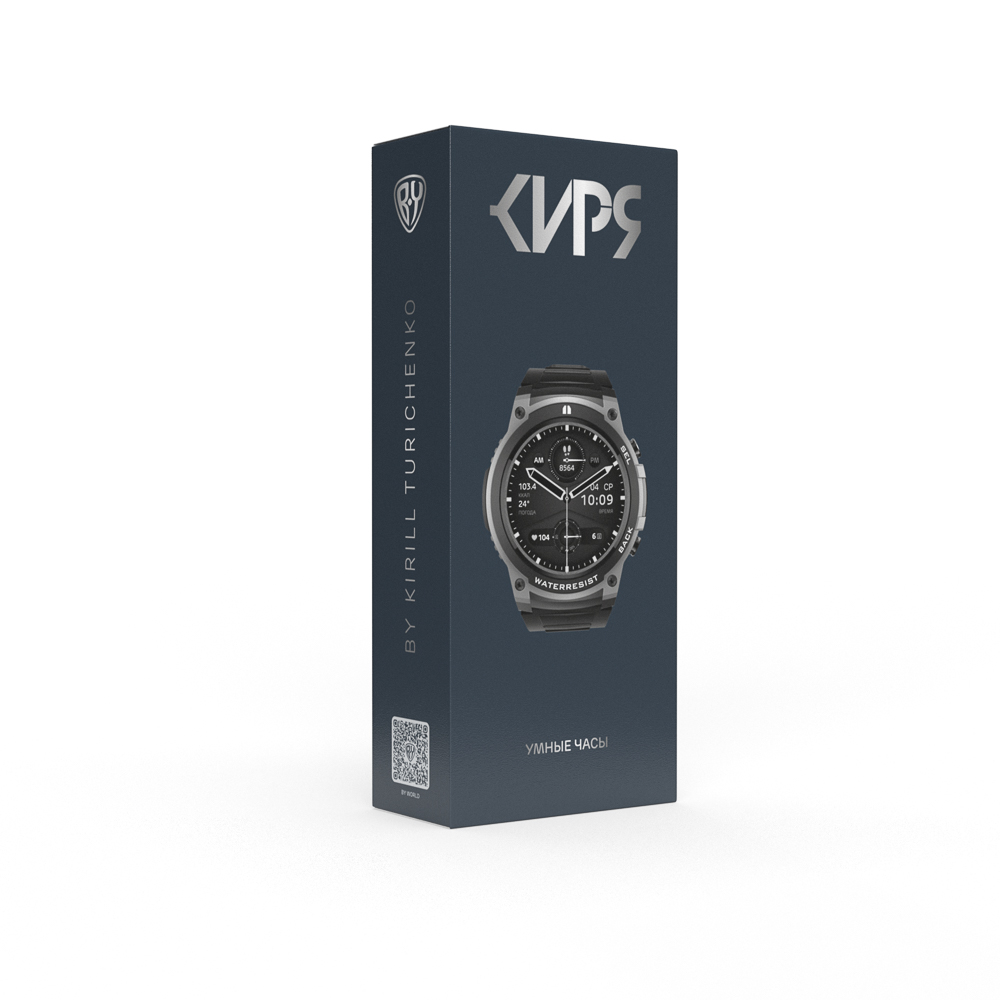 BY КИРЯ Умные часы, IP68, сменные панели, 400mAh, 466x466, черный, арт.№ 450-095