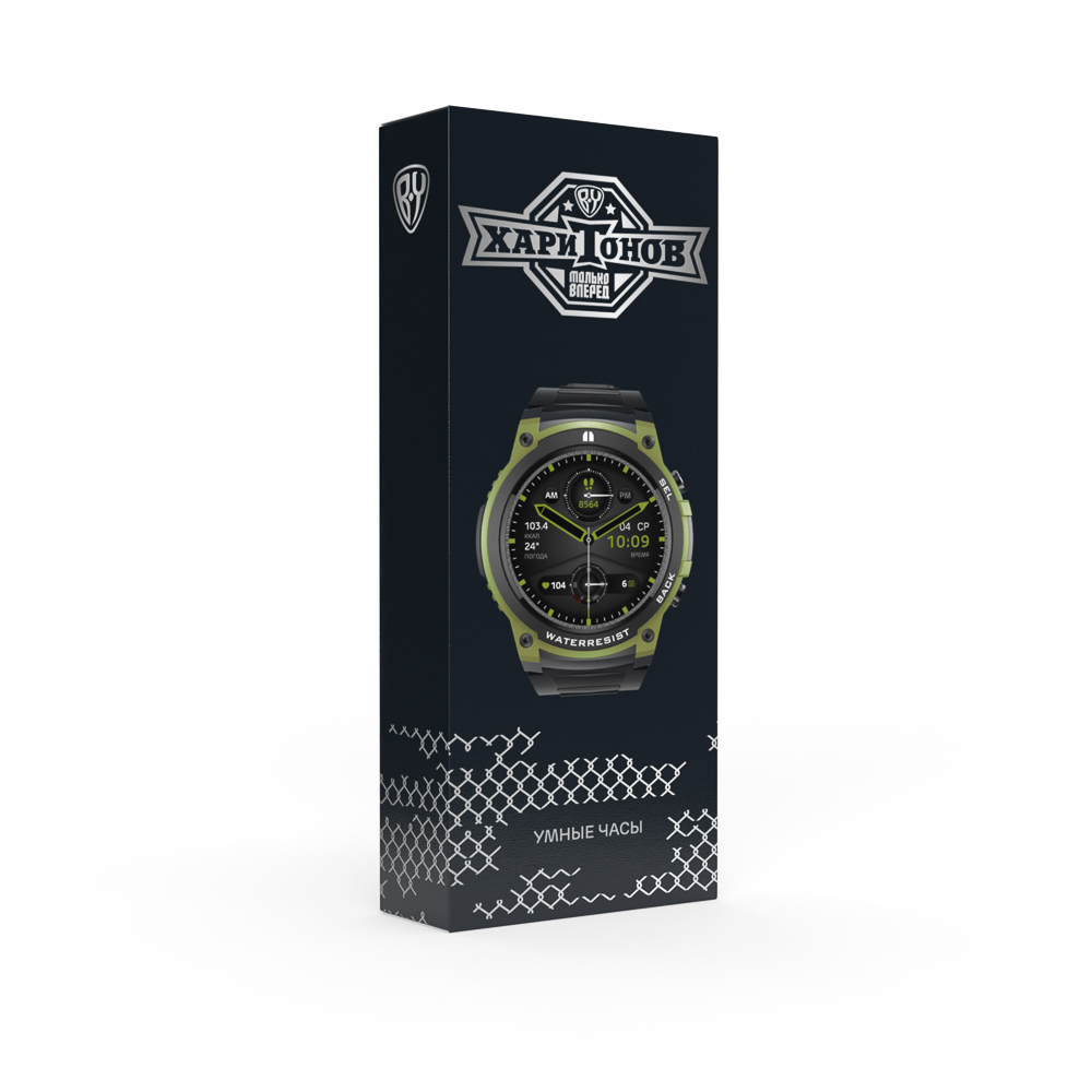 BY KHARITONOV Умные часы, IP68, сменные панели, 400mAh, 466x466, черный, арт.№ 450-098