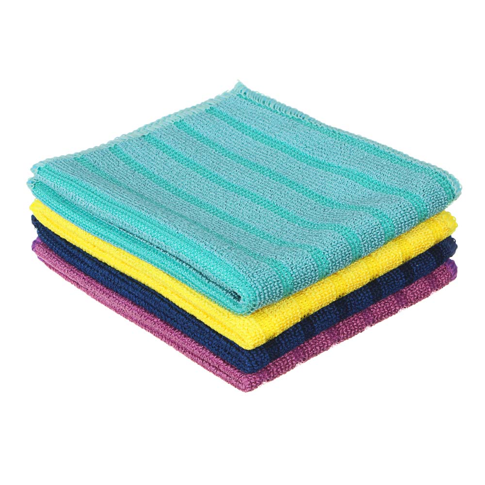 Набор салфеток из микрофибры тм VETTA, для сильных загрязнений, 2шт, 25х30см, 300г/кв.м, 4 цвета, арт.№ 448-232