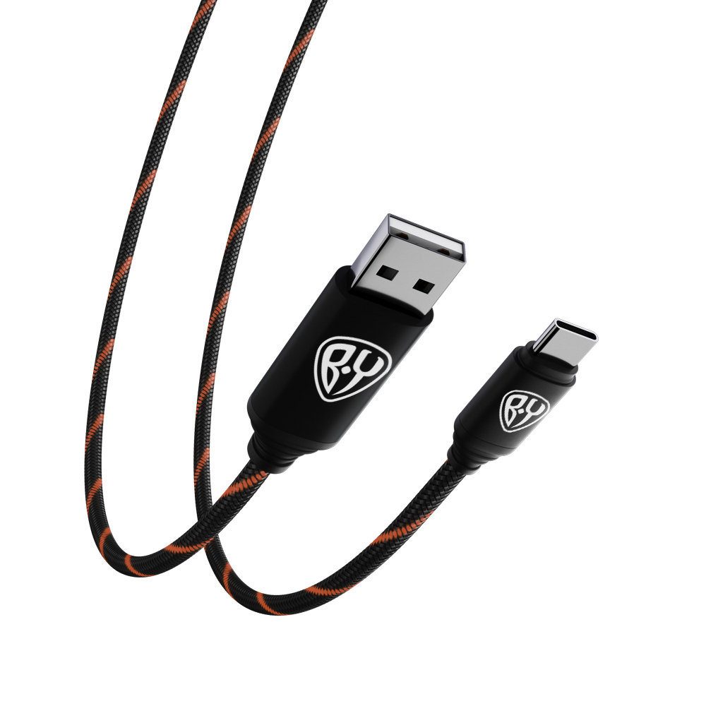 Кабель для зарядки USB(A)-Type C КИРЯ Армированный, 1м, 3А, быстр зар QC3.0, LED подсветка красная, арт.№ 931-400