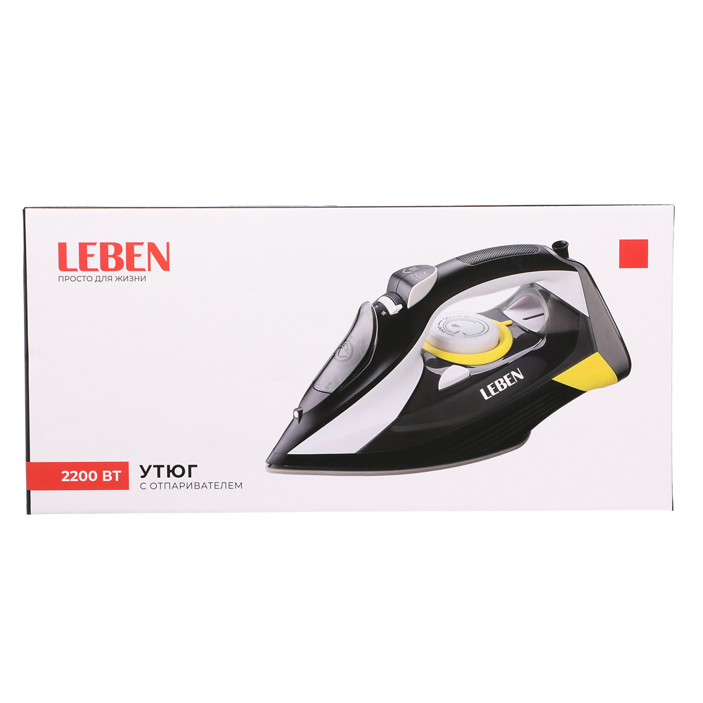 LEBEN Утюг с отпаривателем, 2200 Вт, подошва - керамическое покрытие, отчистка, бак 300 мл, арт.№ 249-049