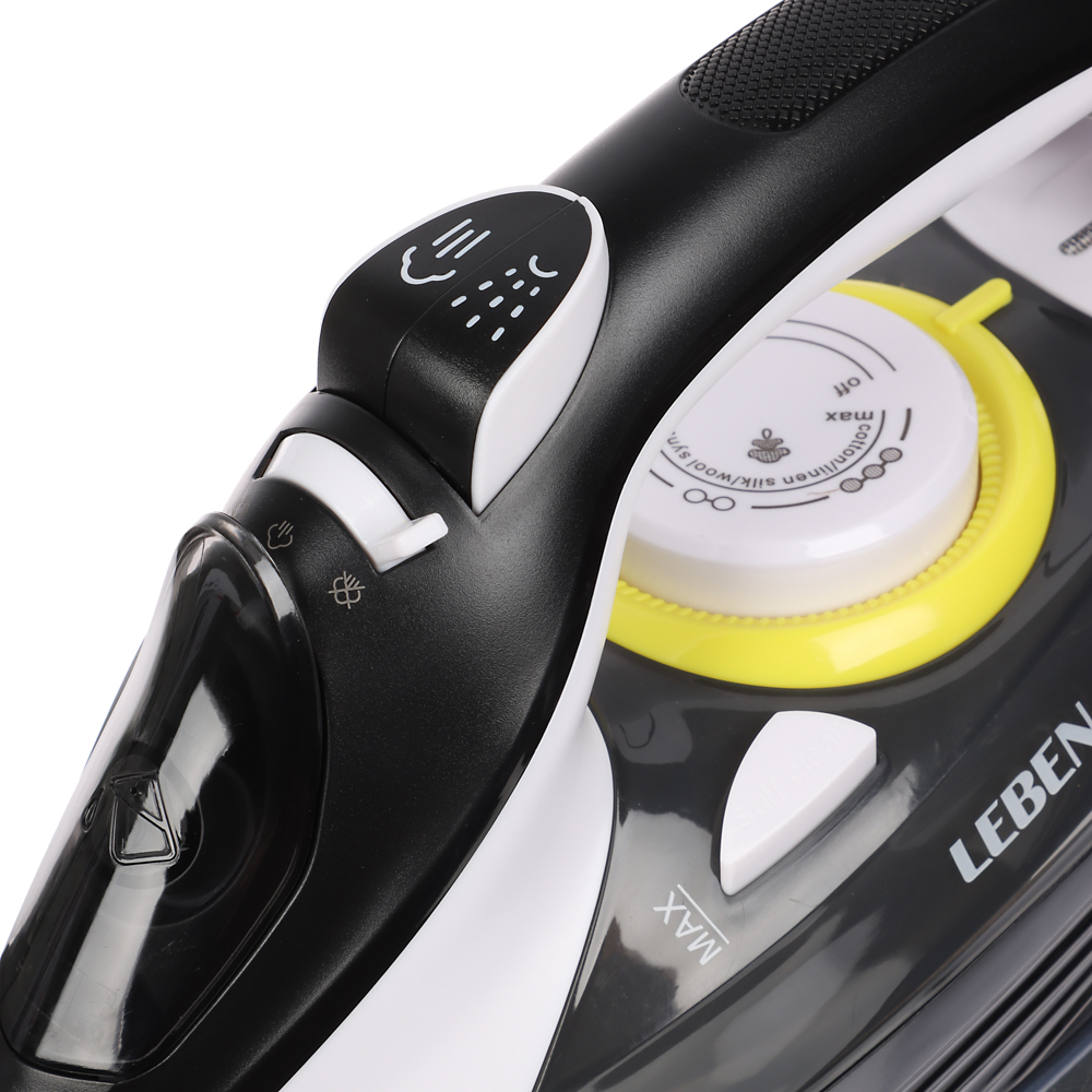 LEBEN Утюг с отпаривателем, 2200 Вт, подошва - керамическое покрытие, отчистка, бак 300 мл, арт.№ 249-049