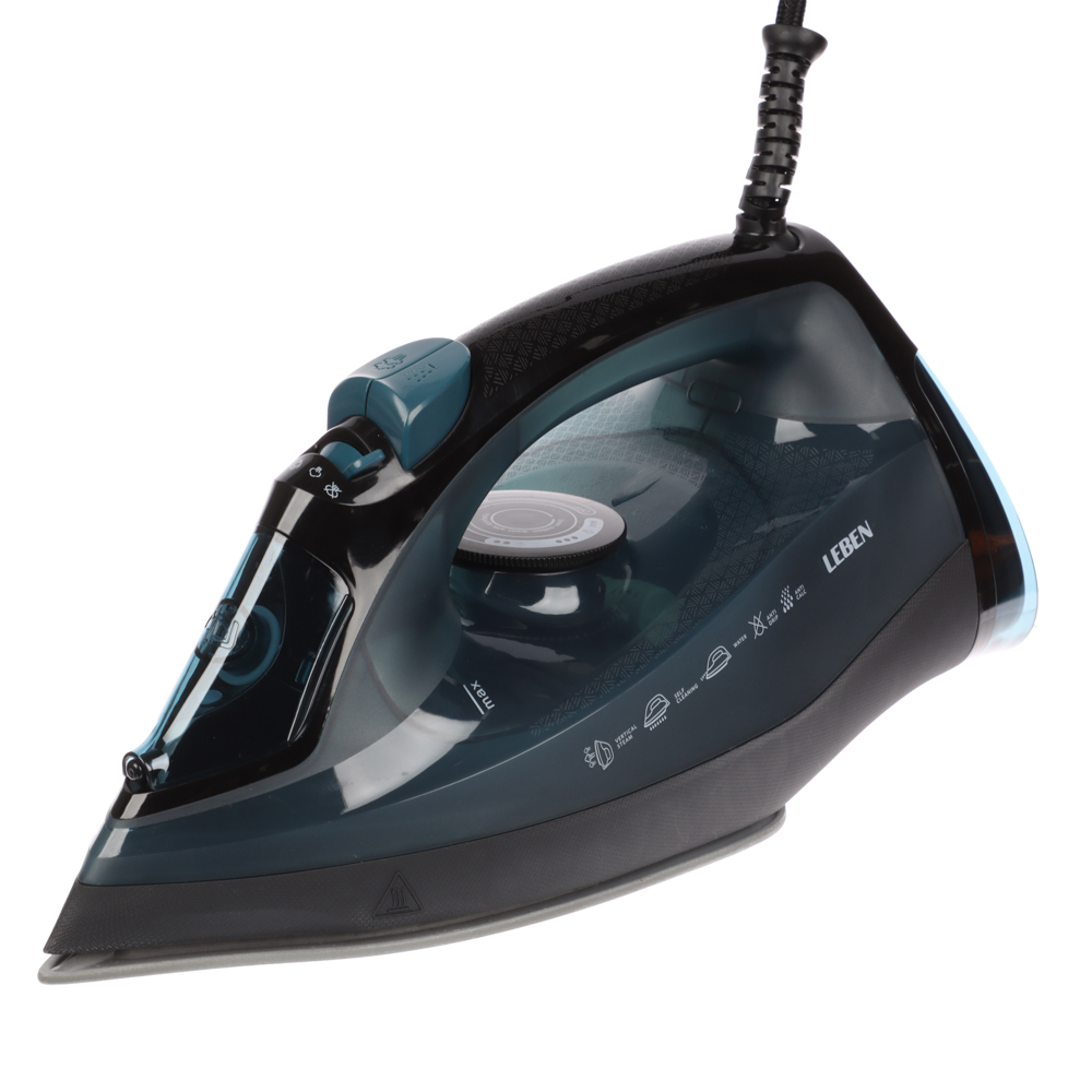LEBEN Утюг с отпаривателем, 2200 Вт, подошва - керам. покрытие, антикапля, антинакипь, бак 280 мл, арт.№ 249-050