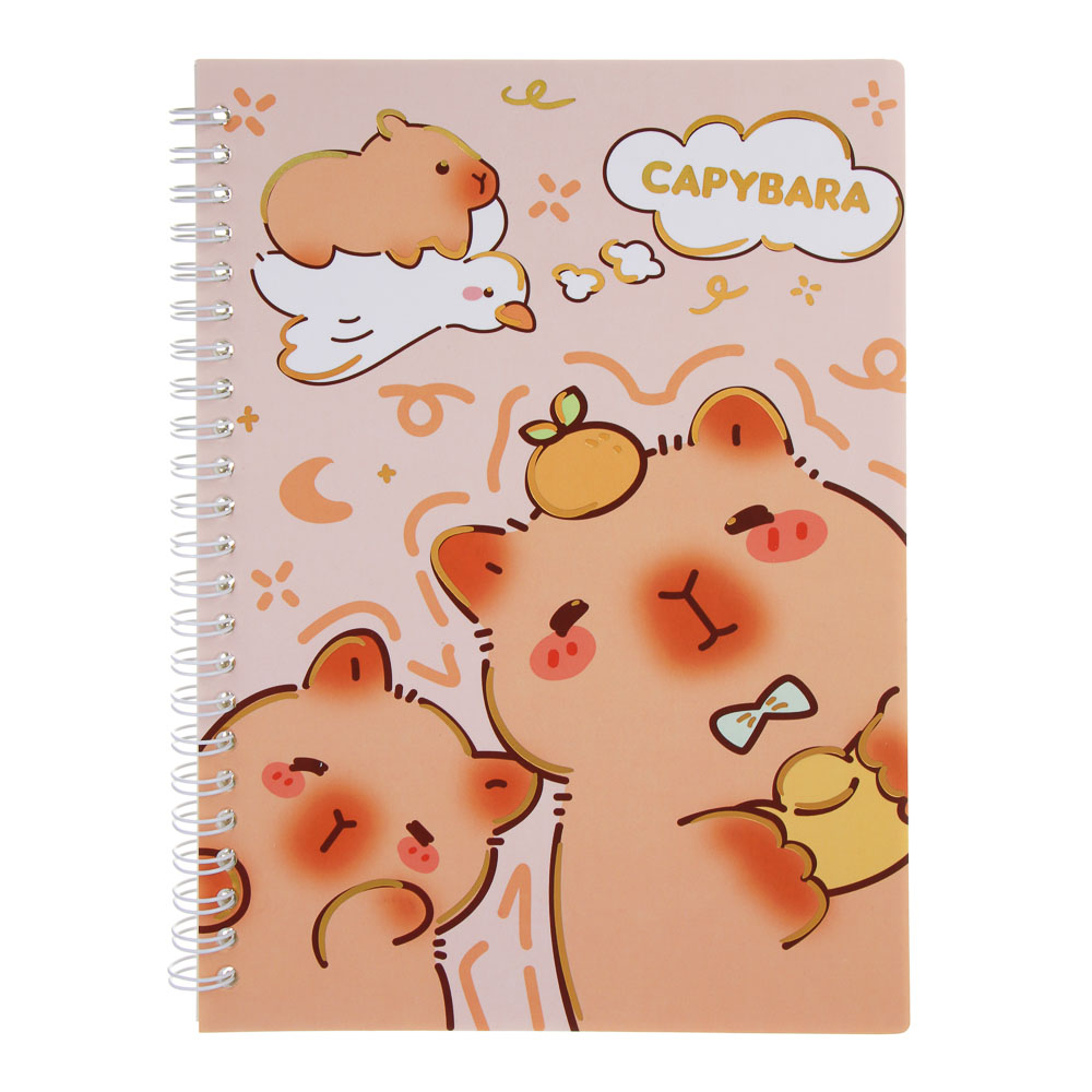 Записная книжка на спирали, 14,5x21см, 58 л., 4 дизайна, Капибары, арт.№ 574-075