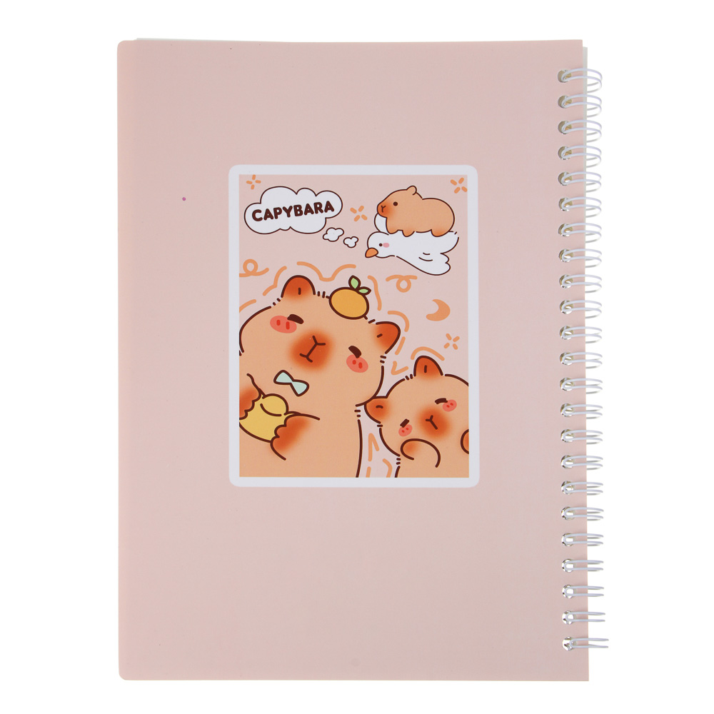 Записная книжка на спирали, 14,5x21см, 58 л., 4 дизайна, Капибары, арт.№ 574-075