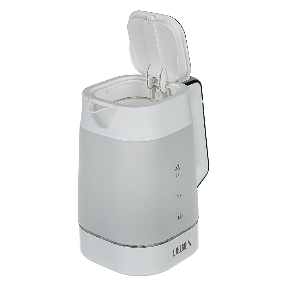 LEBEN Чайник электрический 1,7л матовое стекло, белый, арт.№ 291-140