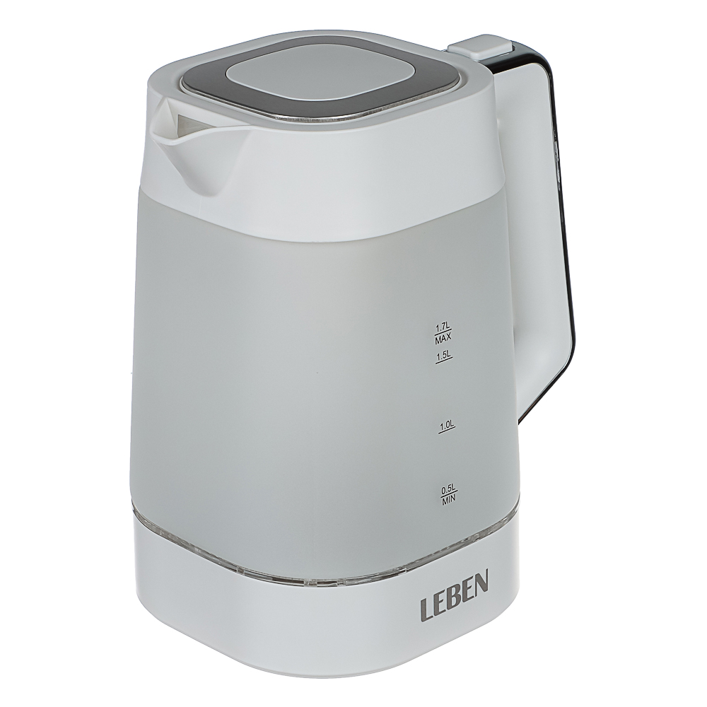 LEBEN Чайник электрический 1,7л матовое стекло, белый, арт.№ 291-140