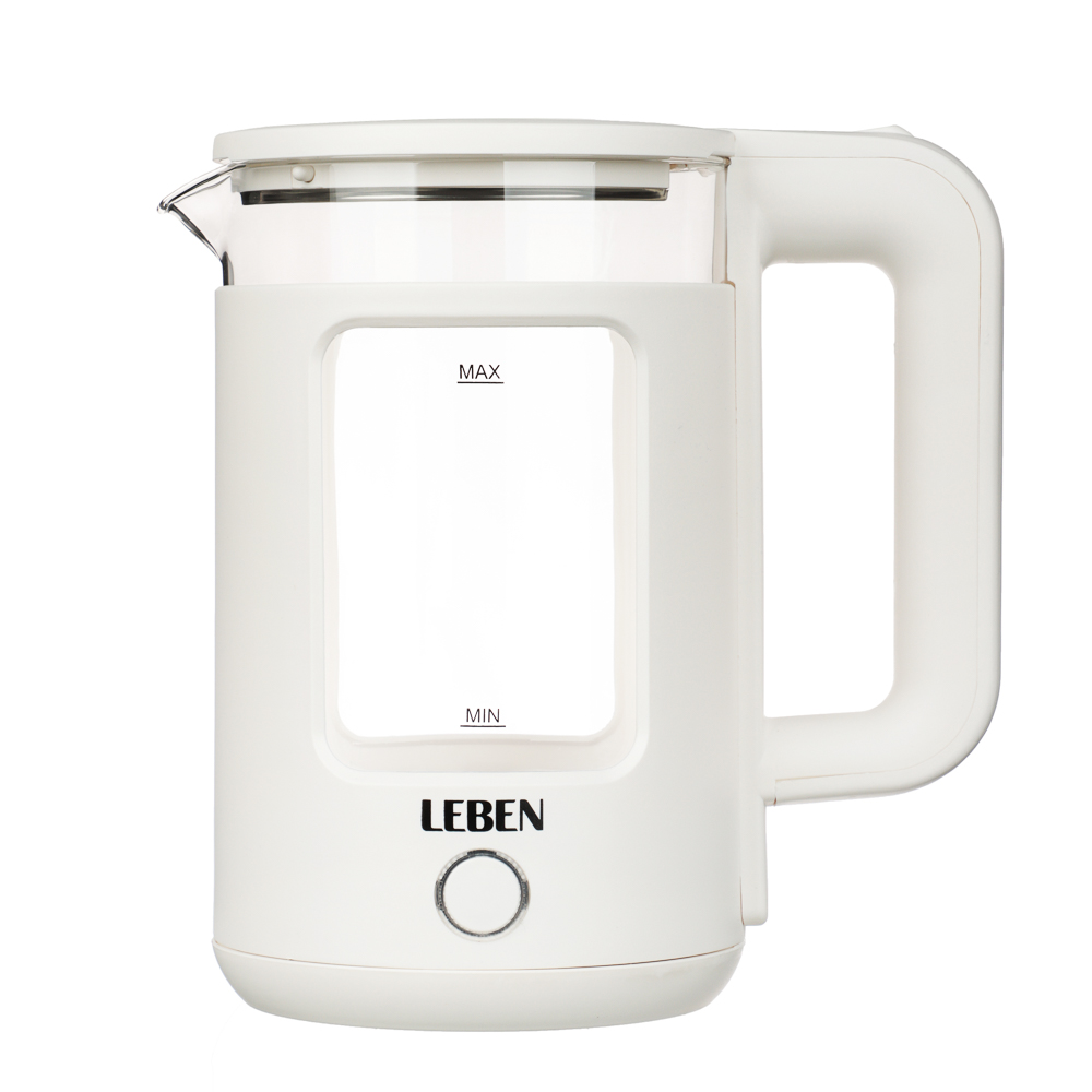 LEBEN Чайник электрический 1,8л стекло+пластик, арт.№ 291-141