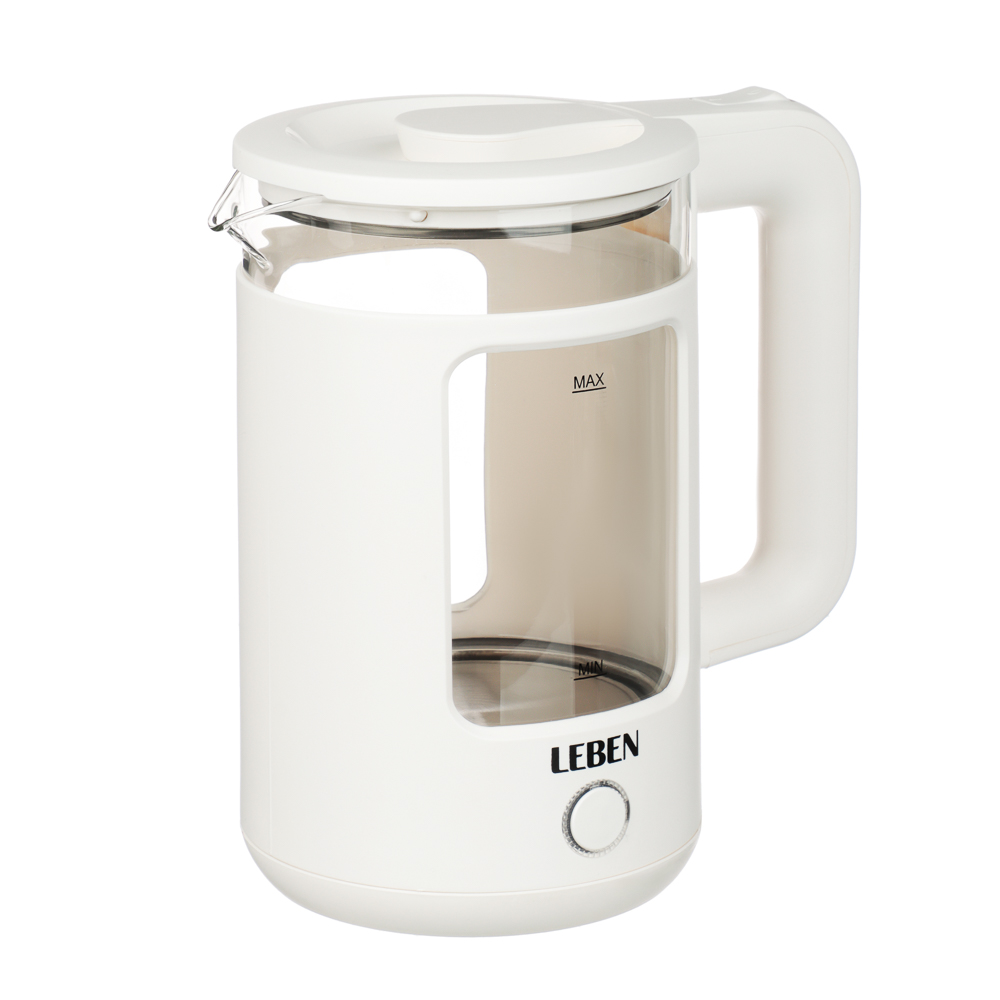 LEBEN Чайник электрический 1,8л стекло+пластик, арт.№ 291-141