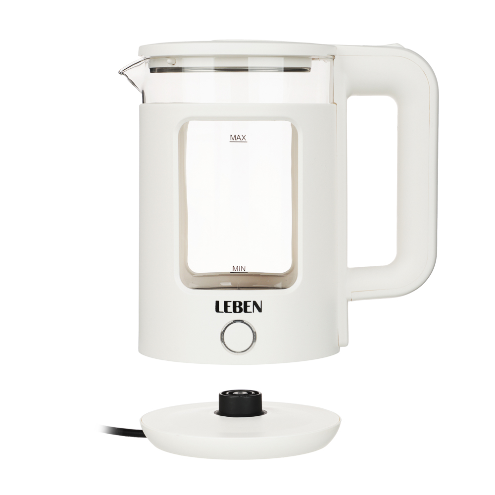 LEBEN Чайник электрический 1,8л стекло+пластик, арт.№ 291-141