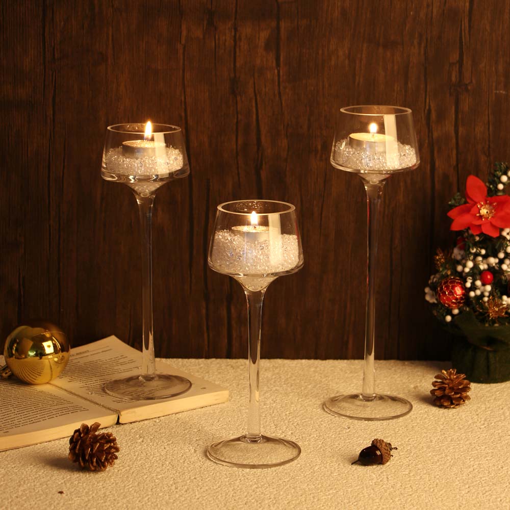 Набор из 3-х подсвечников, 20см, 23см, 26см, стекло, арт.75, арт.№ 477-220