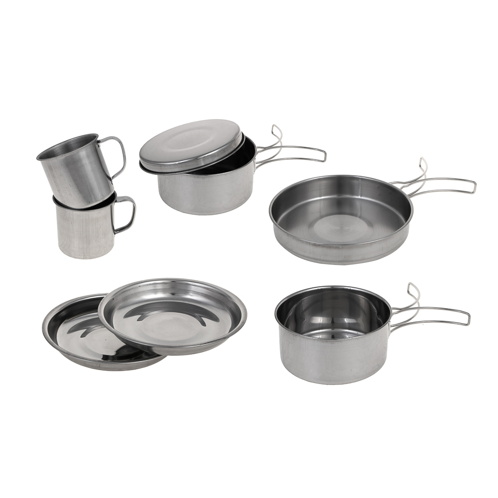 Набор туристической посуды тм AZOR FISHING, 8 предметов в чехле, нерж.сталь, арт.№ 127-082