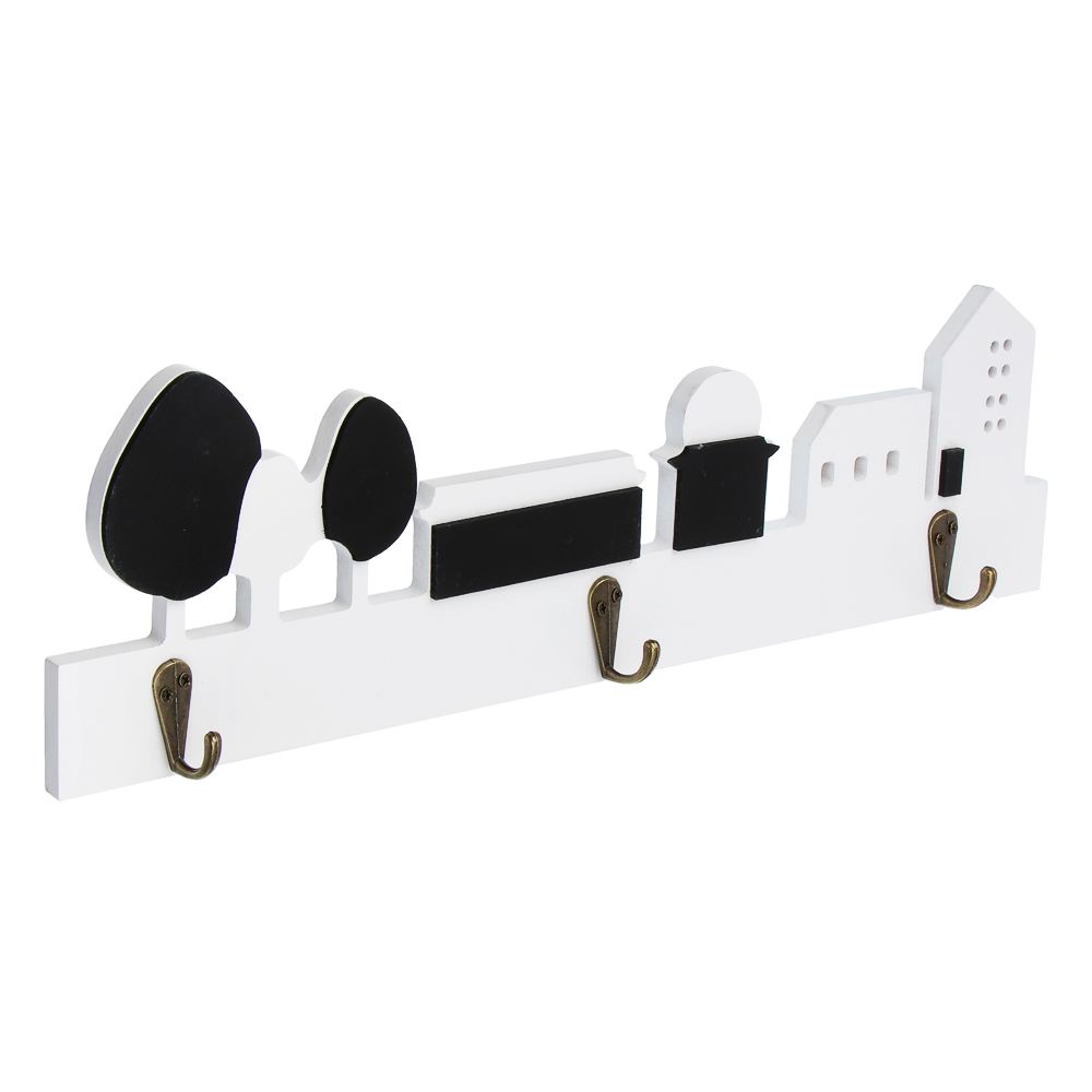 Ключница открытого типа, 3 крючка, 42x12см, МДФ, металл, арт.№ 510-235