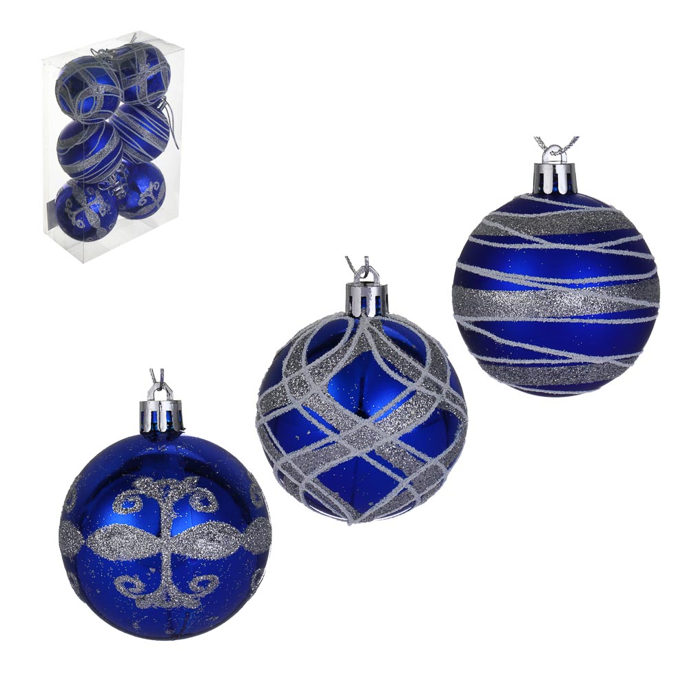 СНОУ БУМ Набор шаров 6 см, 6 шт, синий, 26-135, арт.№ 373-565