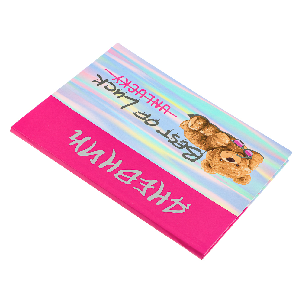 СЧАСТЛИВЫЙ МИШКА Дневник школьный, гибкая интегральная обложка, фольгирование, 48 листов, арт.№ 564-013