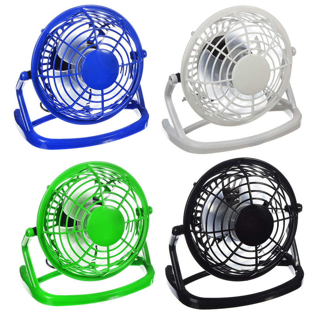 Вентилятор настольный мини, d10см, 4Вт, c USB адаптером для подключ к сети 220В, пластик, 4 цвета, арт.№ 243-002