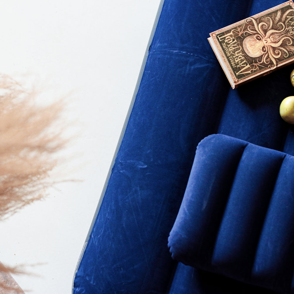 INTEX Матрас надувной CLASSIC DOWNY, в комплекте 2 подушки и насос, 203x152x25см, до 272кг, 64765, арт.№ 108-046