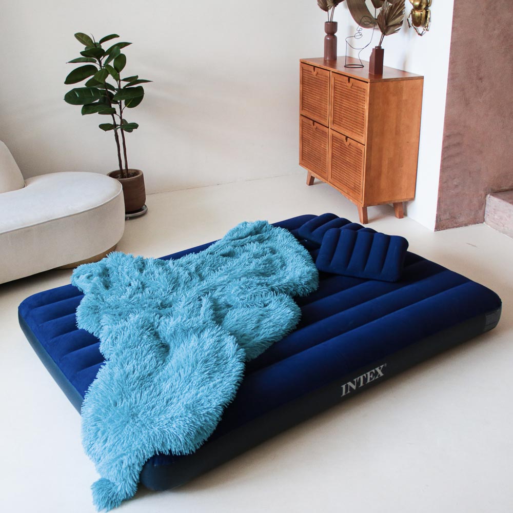 INTEX Матрас надувной CLASSIC DOWNY, в комплекте 2 подушки и насос, 203x152x25см, до 272кг, 64765, арт.№ 108-046