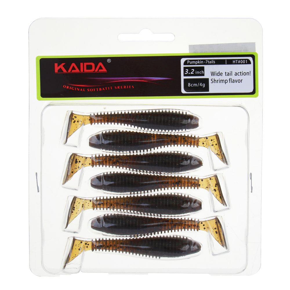 KAIDA Приманка силиконовая ТВИСТЕР 3", 8см, 4гр, HT001, 7шт, арт.№ 145-273