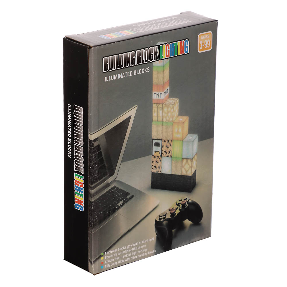 Светильник-ночник BY Блоки, 3W, USB, 13x3x15см, пластик, чёрный, арт.№ 476-455