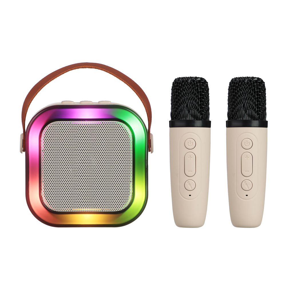 Колонка беспроводная BY Party караоке, 2 микрофона, 3Вт, 400мАч, BT5.3, USB, ВШГ 9x9x7см, белый, арт.№ 443-194