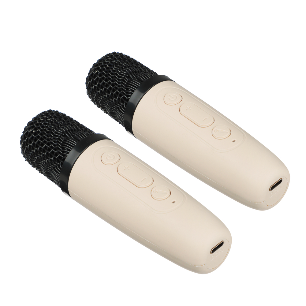 Колонка беспроводная BY Party караоке, 2 микрофона, 3Вт, 400мАч, BT5.3, USB, ВШГ 9x9x7см, белый, арт.№ 443-194