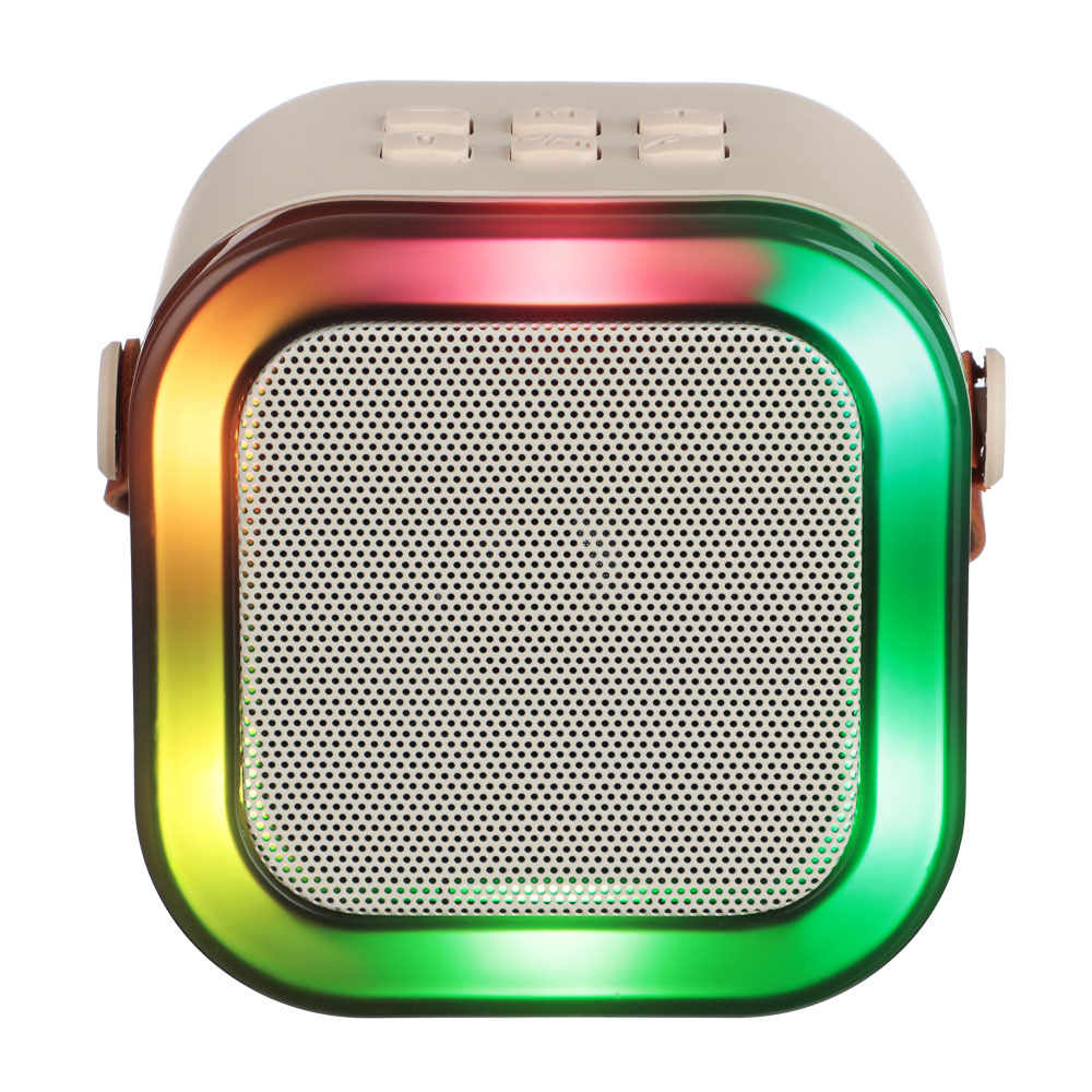 Колонка беспроводная BY Party караоке, 2 микрофона, 3Вт, 400мАч, BT5.3, USB, ВШГ 9x9x7см, белый, арт.№ 443-194