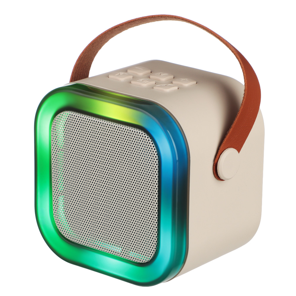 Колонка беспроводная BY Party караоке, 2 микрофона, 3Вт, 400мАч, BT5.3, USB, ВШГ 9x9x7см, белый, арт.№ 443-194