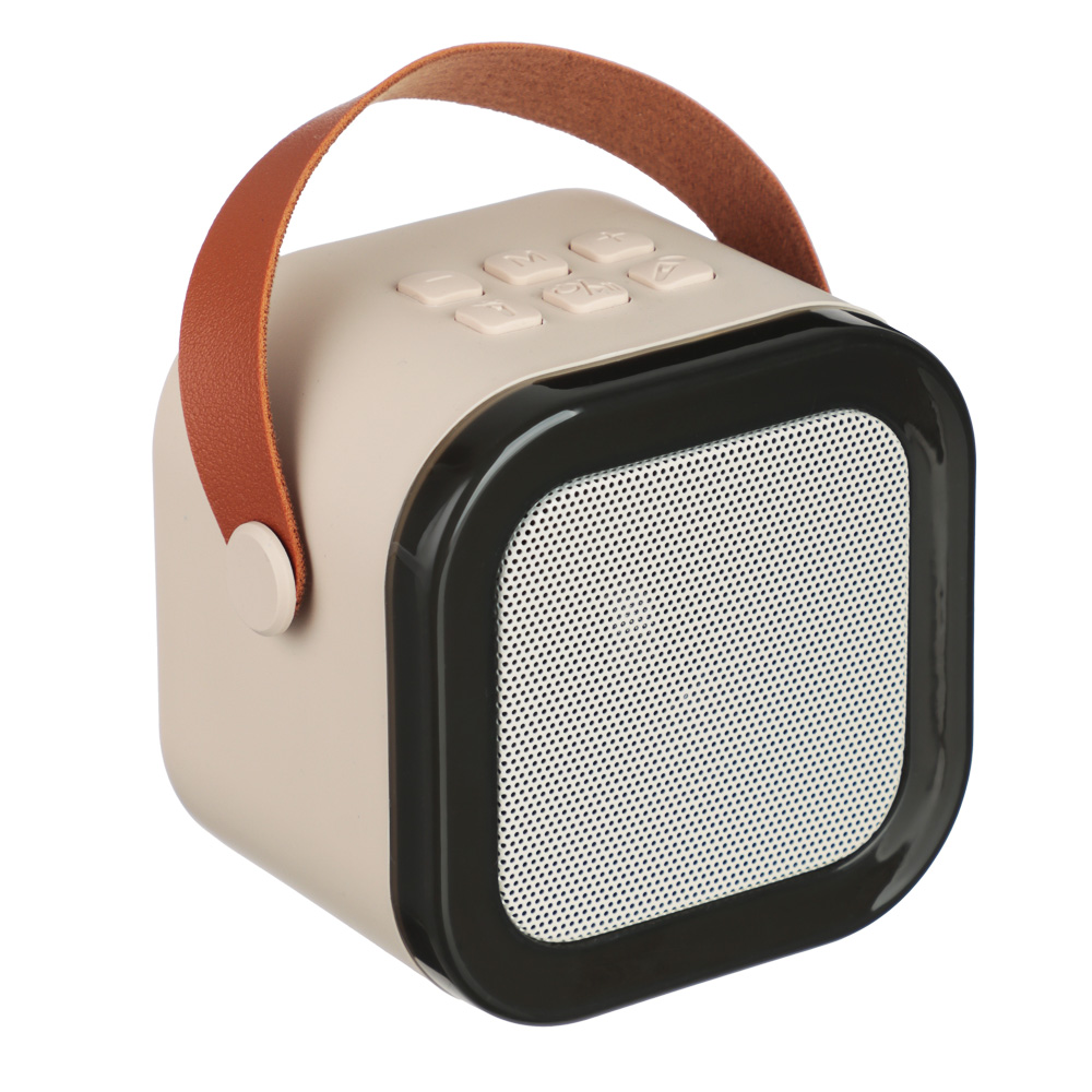 Колонка беспроводная BY Party караоке, 2 микрофона, 3Вт, 400мАч, BT5.3, USB, ВШГ 9x9x7см, белый, арт.№ 443-194