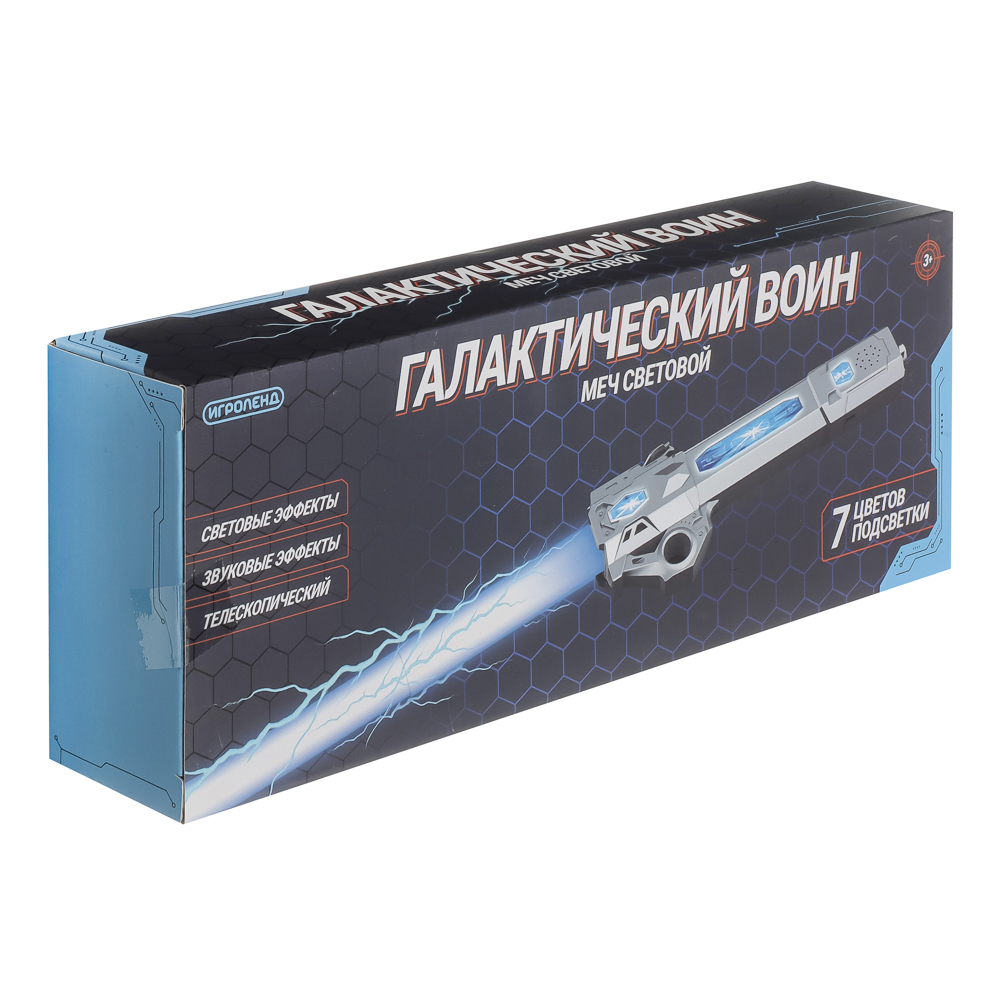 ИГРОЛЕНД Меч световой "Галактический воин", свет, звук, АКБ, USB, ABS, 37х12х5 см, 4 дизайна, арт.№ 261-793