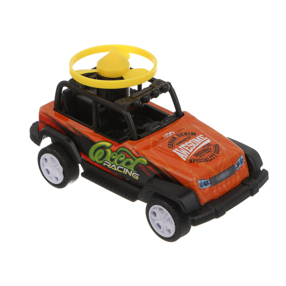 ИГРОЛЕНД Внедорожник инерционный с волчками, металл, 15х11,1х9 см, 4 дизайна, арт.№ 292-476