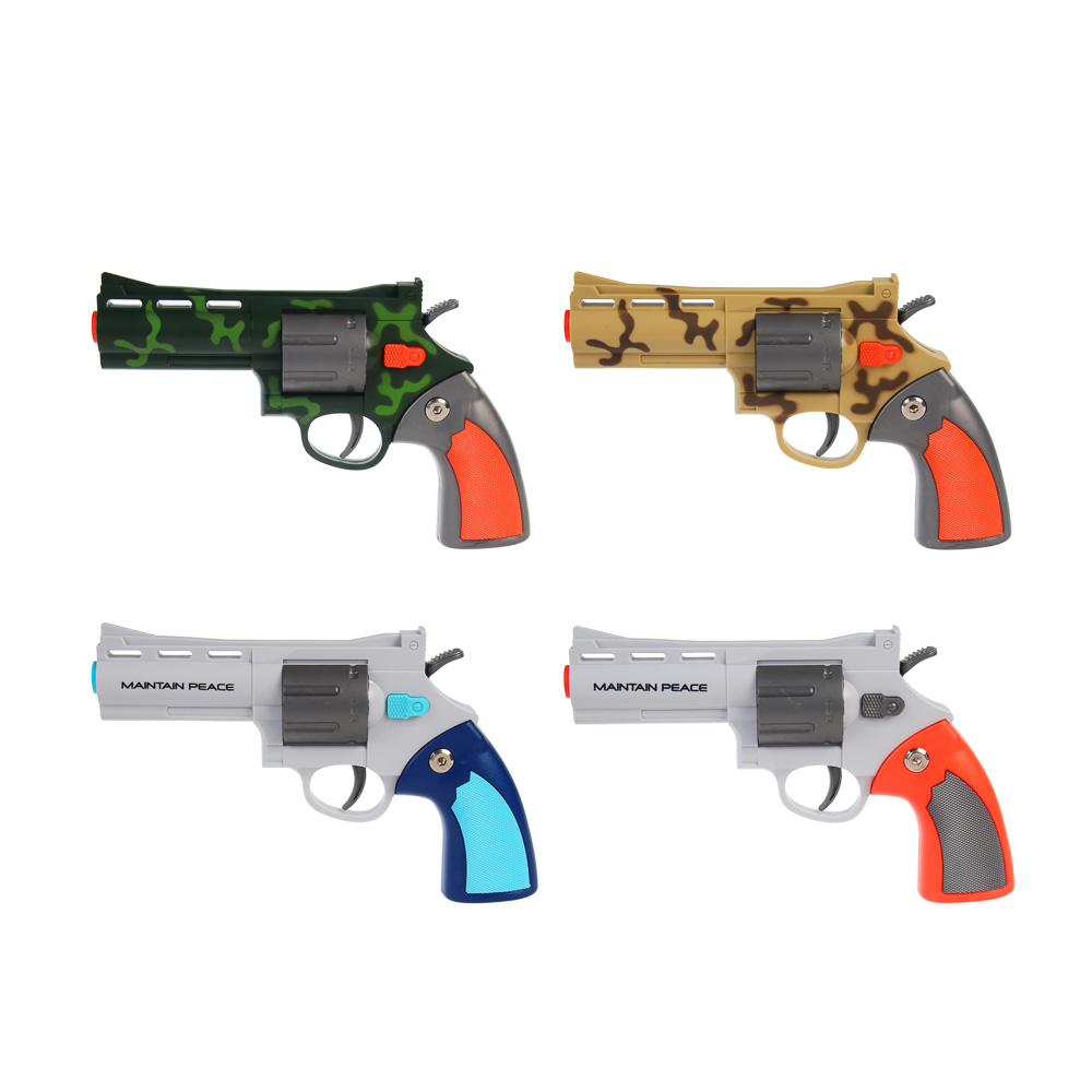 ИГРОЛЕНД Револьвер с мягкими пулями 8 шт, металл, ABS, 27,5x4,8x18,5см, 4 дизайна, арт.№ 261-795