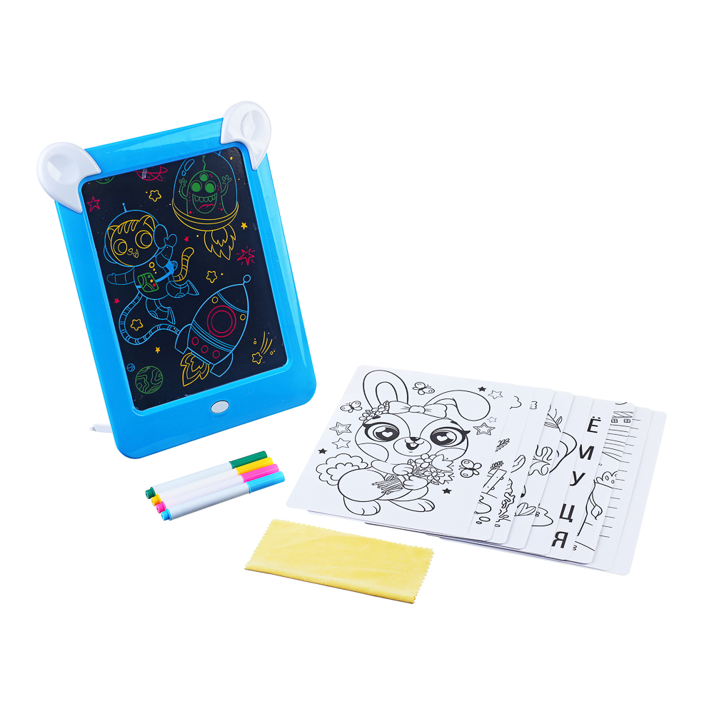 ХОББИХИТ Планшет магический со светом, 3хАА, ABS, PVC, 19х26х2,5 см, голубой, арт.№ 280-034