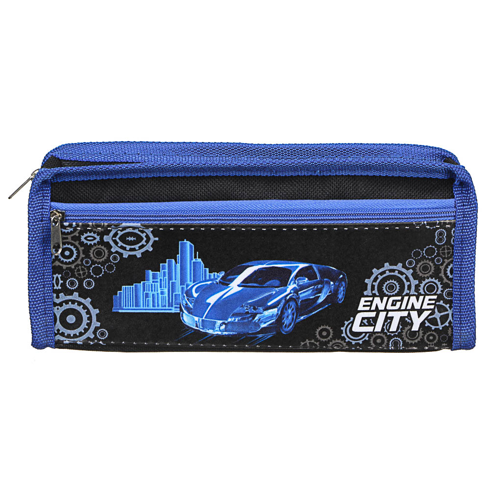 Энджин Сити Пенал мягкий прямоугольный, 21х9х4,5см, ПЭ, 1 карман, вставка из иск.кожи с печатью, арт.№ 238-249