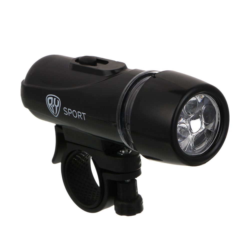 Фонарь велосипедный передний, тм BY SPORT, 3 режима, 5 LED,  4xААА, арт.№ 195-018