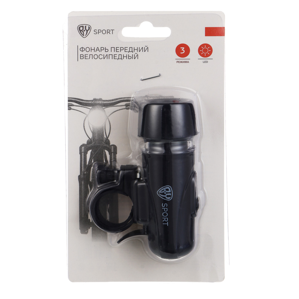 Фонарь велосипедный передний, тм BY SPORT, 3 режима, 5 LED,  4xААА, арт.№ 195-018