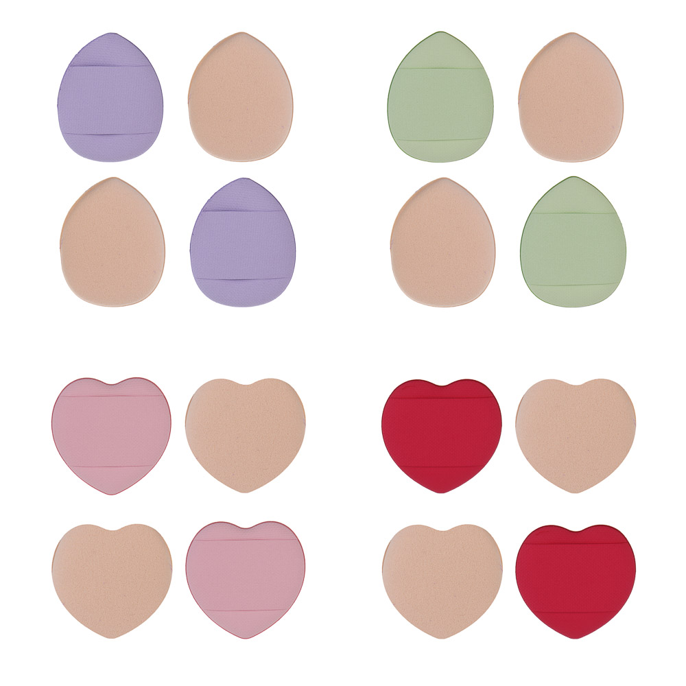 Набор спонжей для тональной основы 4 шт тм ЮНИLOOK, полиуретан, 4 цвета, 2 дизайна, арт.№ 357-402